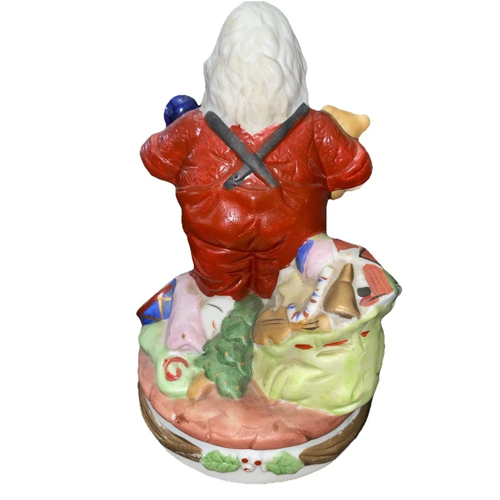 Christmas 1983 Holiday Porcelain Santa Claus w/Toys Musical Spinning Figurine